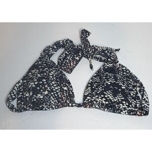 Athleta Women's Bikini Top Small Teal Black Snake Print Aqualuxe Halter Pad